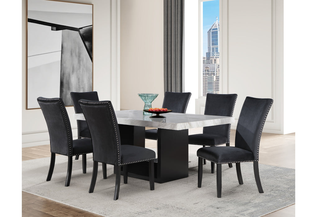 D02 DINING TABLE + 6 D03 BLACK DINING CHAIRS - Home Furniture And More (Brentwood, MD)