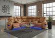U8611 CAMEL SECTIONAL WITH POWER HEADREST, CONTINUOUS LED AND SPEAKER - Home Furniture And More (Brentwood, MD)