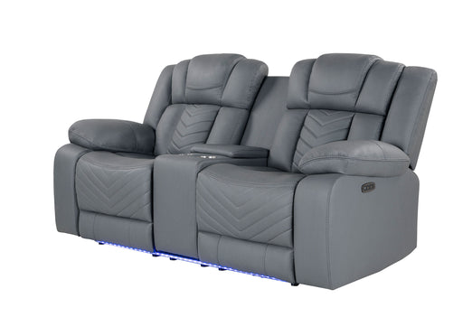 U7069 GREY 10 PWR CON REC LOVESEAT WITH LED AND IMMERSIVE SOUND - Home Furniture And More (Brentwood, MD)
