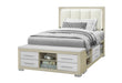 EMMA NATURAL/WHITE FULL BED WITH LED AND USB - Home Furniture And More (Brentwood, MD)