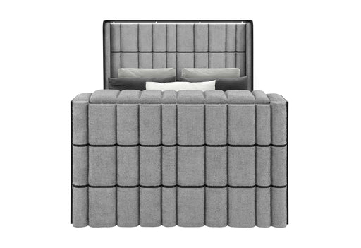 ISABELLA GREY QUEEN BED W/LED, TV LIFT, SPEAKER AND FIREPLACE - Home Furniture And More (Brentwood, MD)