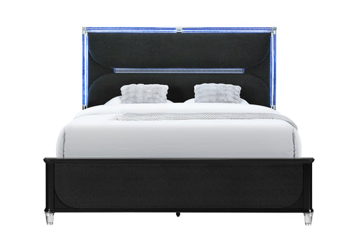 LANDO BLACK KING BED WITH CONTINUOUS LED - Home Furniture And More (Brentwood, MD)