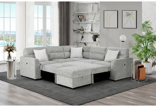 U9401 NICKEL SOFA BED SECTIONAL WITH 3 PILLOWS AND OTTOMAN - Home Furniture And More (Brentwood, MD)