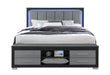 EMMA BLACK/GREY KING BED WITH LED AND USB - Home Furniture And More (Brentwood, MD)