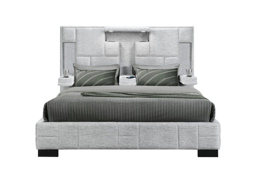 OSCAR GREY QUEEN BED NO WOOD TRIM - Home Furniture And More (Brentwood, MD)