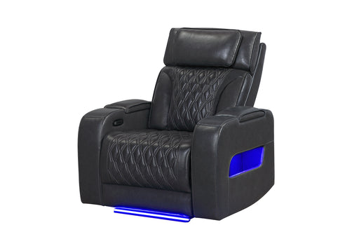 U8611 BLANCHE CHARCOAL POWER RECLINER WITH POWER HEADREST AND LED - Home Furniture And More (Brentwood, MD)