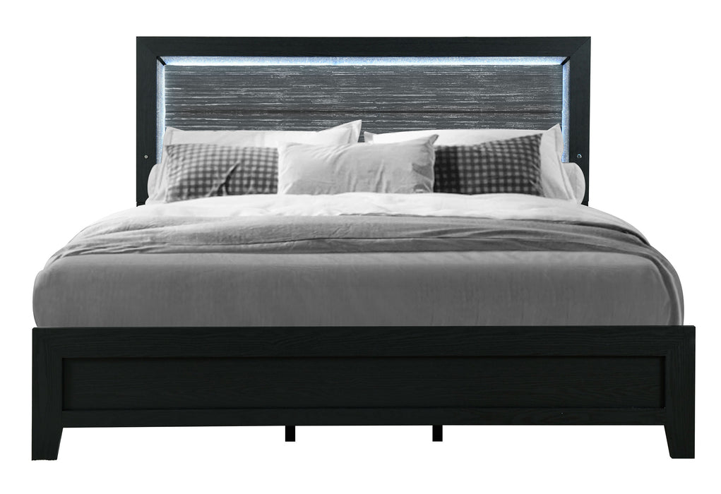 REID BLACK KING BED GROUP WITH LED - Home Furniture And More (Brentwood, MD)