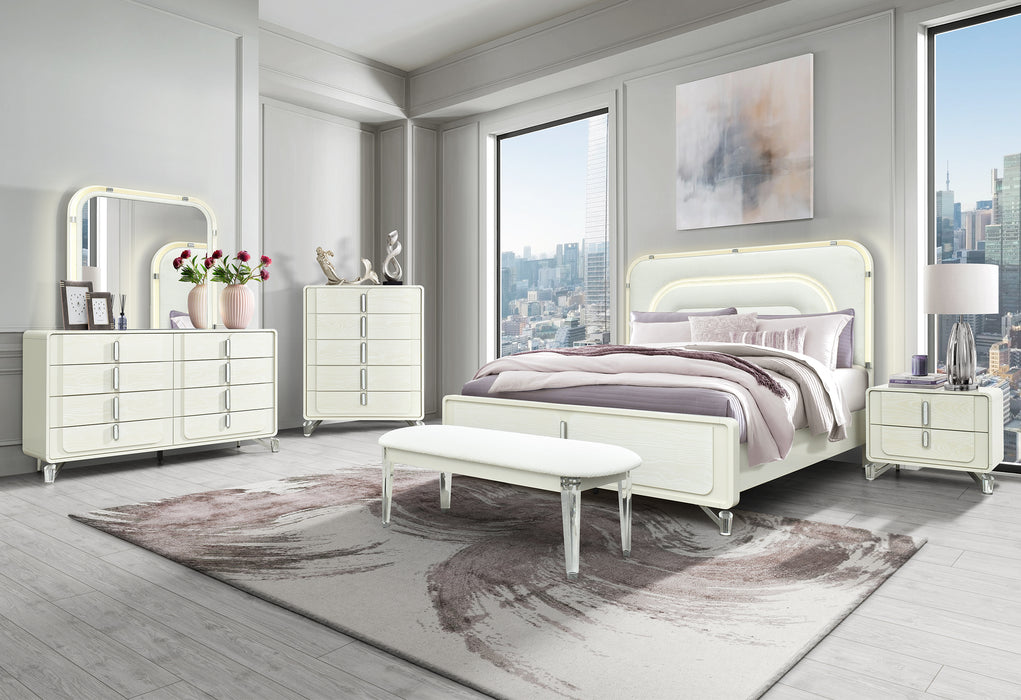 LYRA BEIGE NIGHTSTAND WITH USB - Home Furniture And More (Brentwood, MD)