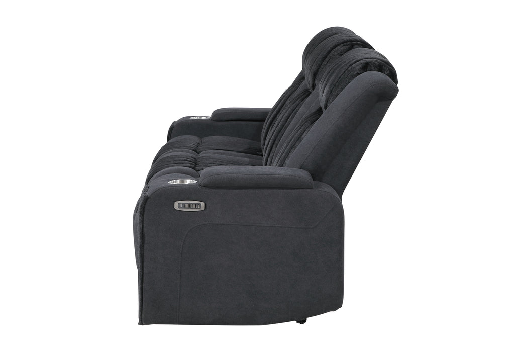 U8000 BLACK PWR REC SOFA W/PHR, DDT, READING LIGHT & LED LIGHT - Home Furniture And More (Brentwood, MD)