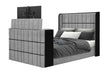ISABELLA GREY QUEEN BED W/LED, TV LIFT, SPEAKER AND FIREPLACE - Home Furniture And More (Brentwood, MD)