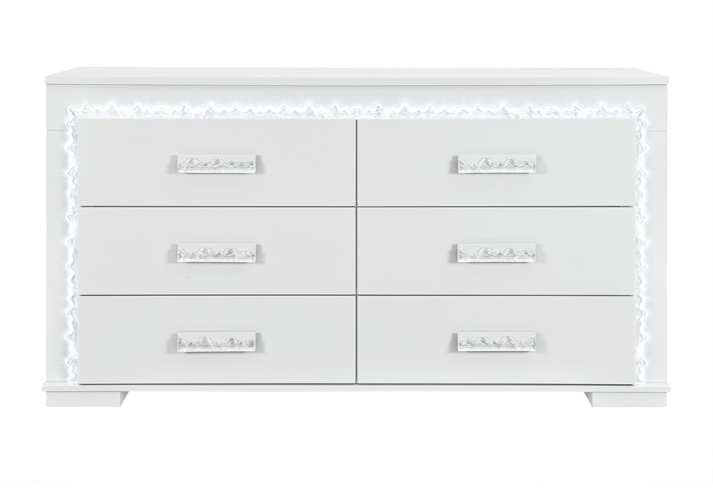 NAOMI SILVER MARBLE DRESSER WITH LED - Home Furniture And More (Brentwood, MD)