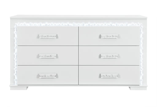 NAOMI SILVER MARBLE DRESSER WITH LED - Home Furniture And More (Brentwood, MD)