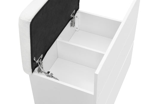 ELLA WHITE VANITY SET WITH STORAGE STOOL - Home Furniture And More (Brentwood, MD)