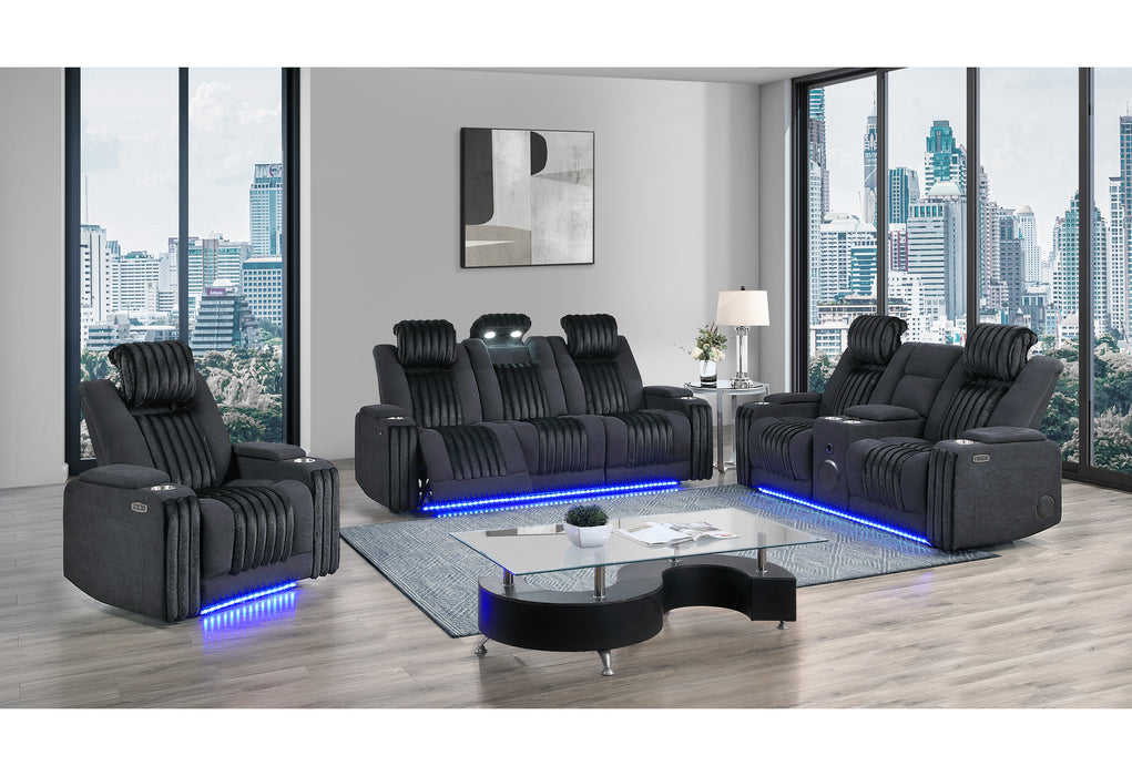 U8000 BLACK PWR REC SOFA/PWR CON REC LOVESEAT/PWR RECLINER W/PHR - Home Furniture And More (Brentwood, MD)