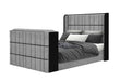 ISABELLA GREY QUEEN BED W/LED, TV LIFT, SPEAKER AND FIREPLACE - Home Furniture And More (Brentwood, MD)