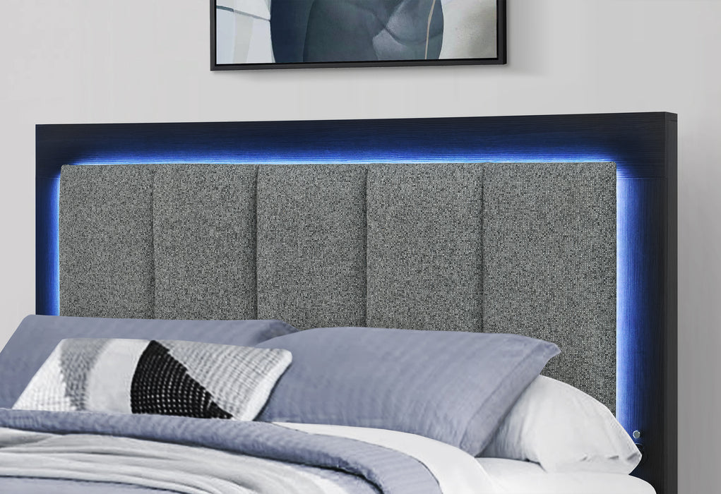 EMMA BLACK/GREY FULL BED WITH LED AND USB - Home Furniture And More (Brentwood, MD)