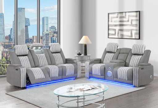 U8000 GREY PWR REC SOFA/PWR CONSOLE REC LOVESEAT W/PHR - Home Furniture And More (Brentwood, MD)