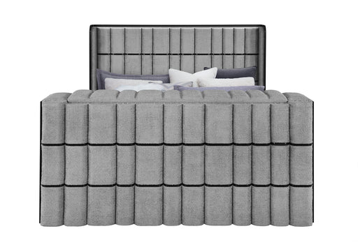 ISABELLA GREY KING BED W/LED, TV LIFT, SPEAKER AND FIREPLACE - Home Furniture And More (Brentwood, MD)