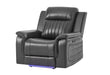 U8879 BLANCHE CHARCOAL WITH BLACK WELT POWER RECLINER WITH LED - Home Furniture And More (Brentwood, MD)