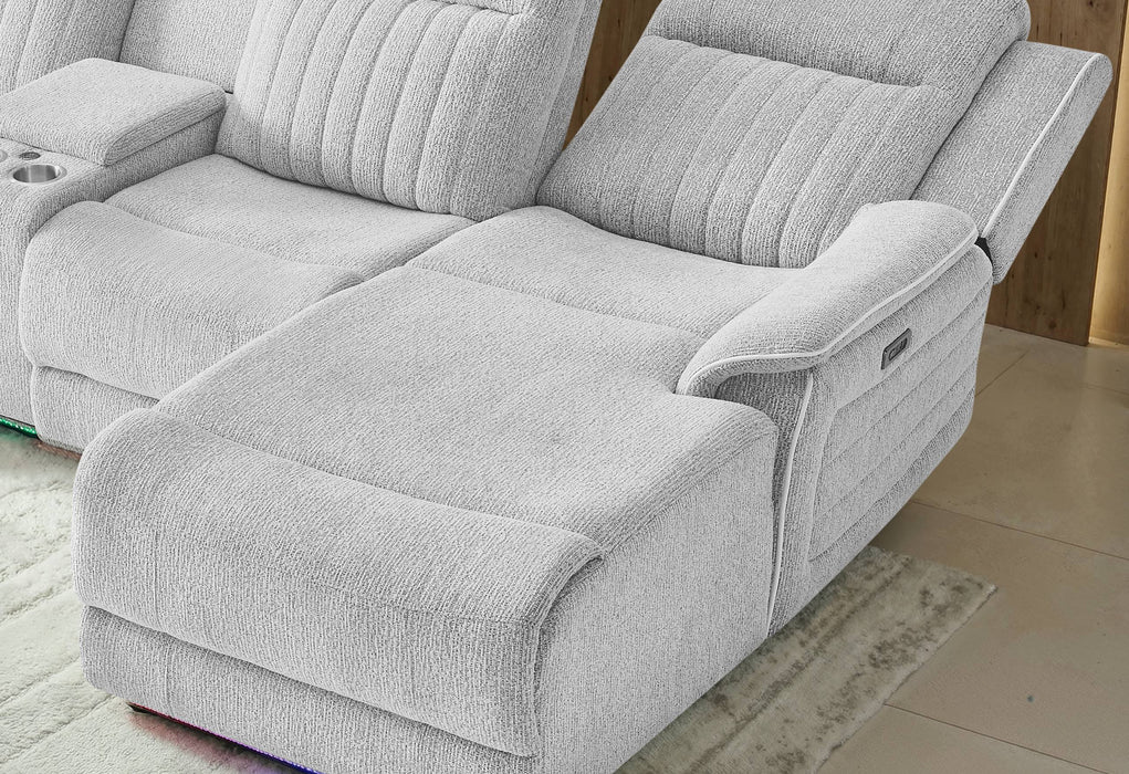 U8879 GREY 1 POWER PUSHBACK SECTIONAL WITH LED AND GLOBAL SS SPKR - Home Furniture And More (Brentwood, MD)