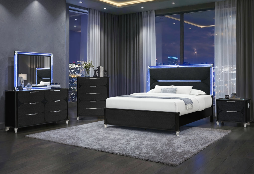 LANDO BLACK NIGHTSTAND WITH SPEAKER AND WIRELESS CHARGING PLATFORM - Home Furniture And More (Brentwood, MD)