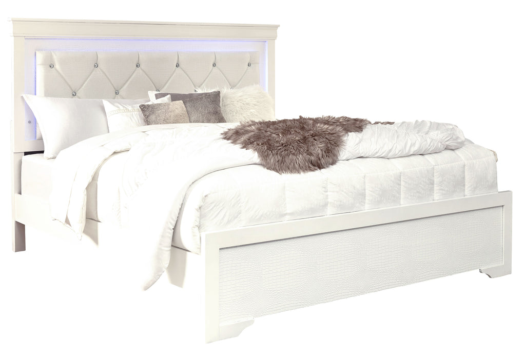 POMPEI METALLIC WHITE FULL BED WITH LED - Home Furniture And More (Brentwood, MD)