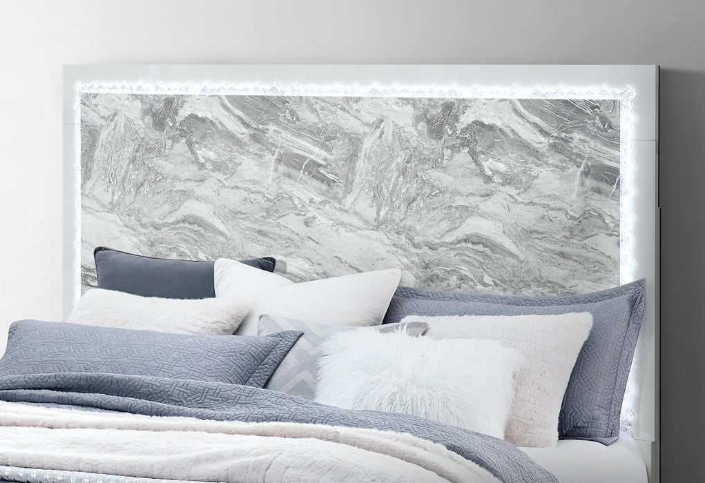NAOMI SILVER MARBLE FULL BED GROUP - Home Furniture And More (Brentwood, MD)