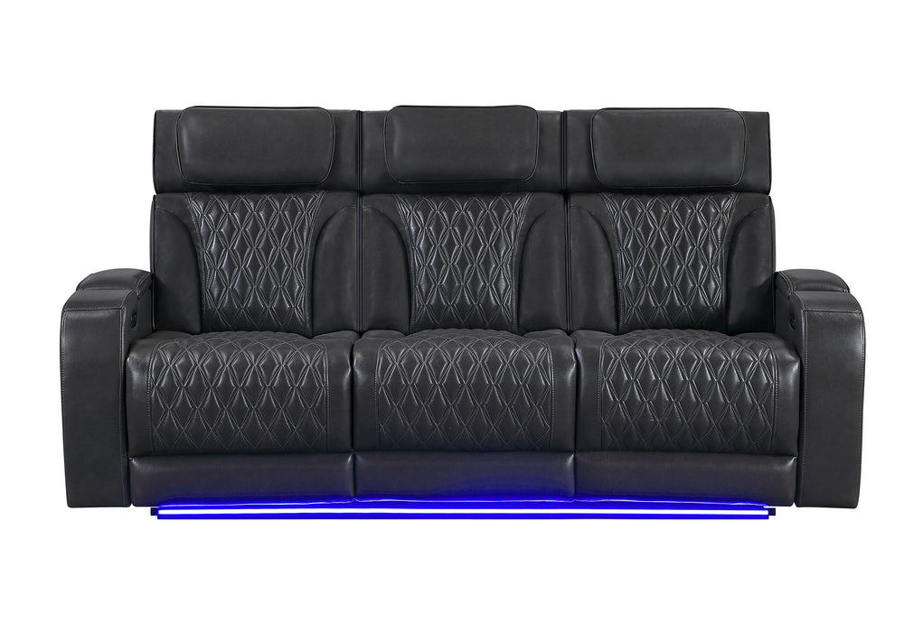 U8611 BLANCHE CHARCOAL POWER RECLINING SOFA WITH PHR AND LED - Home Furniture And More (Brentwood, MD)