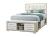 EMMA NATURAL/WHITE QUEEN BED WITH LED AND USB - Home Furniture And More (Brentwood, MD)