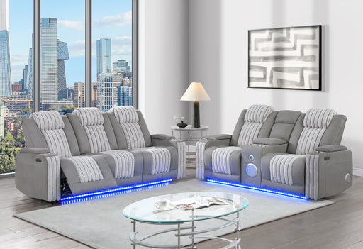 U8000 GREY PWR REC SOFA/PWR CONSOLE REC LOVESEAT W/PHR - Home Furniture And More (Brentwood, MD)
