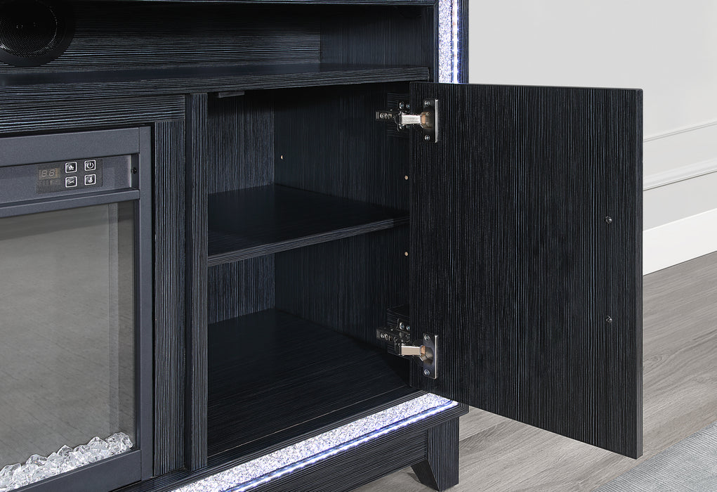 LILY DARK GREY ENT UNIT 72 INCH W/ LED, SPEAKERS, CRYSTAL INSERTS - Home Furniture And More (Brentwood, MD)