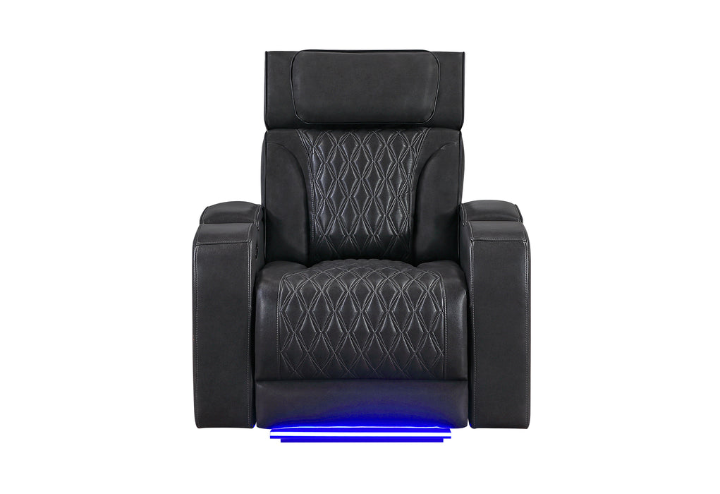 U8611 BLANCHE CHARCOAL POWER RECLINER WITH POWER HEADREST AND LED - Home Furniture And More (Brentwood, MD)
