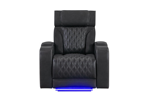 U8611 BLANCHE CHARCOAL POWER RECLINER WITH POWER HEADREST AND LED - Home Furniture And More (Brentwood, MD)