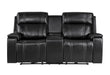 U8880 BLACK LEATHER POWER CONSOLE RECLINING LOVESEAT WITH COOLER - Home Furniture And More (Brentwood, MD)