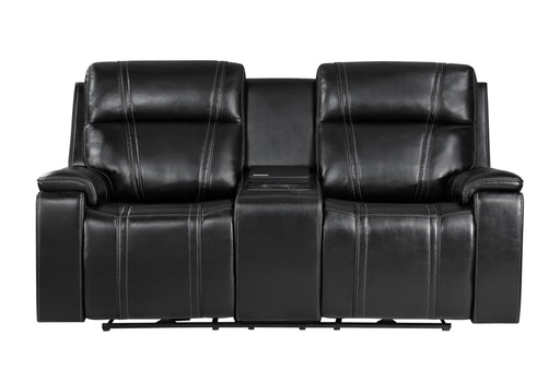 U8880 BLACK LEATHER POWER CONSOLE RECLINING LOVESEAT WITH COOLER - Home Furniture And More (Brentwood, MD)
