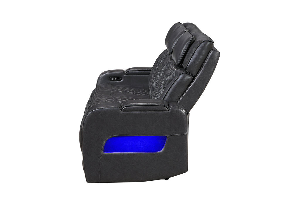 U8611 BLANCHE CHARCOAL POWER RECLINING SOFA WITH PHR AND LED - Home Furniture And More (Brentwood, MD)