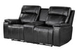 U8880 BLACK LEATHER POWER CONSOLE RECLINING LOVESEAT WITH COOLER - Home Furniture And More (Brentwood, MD)