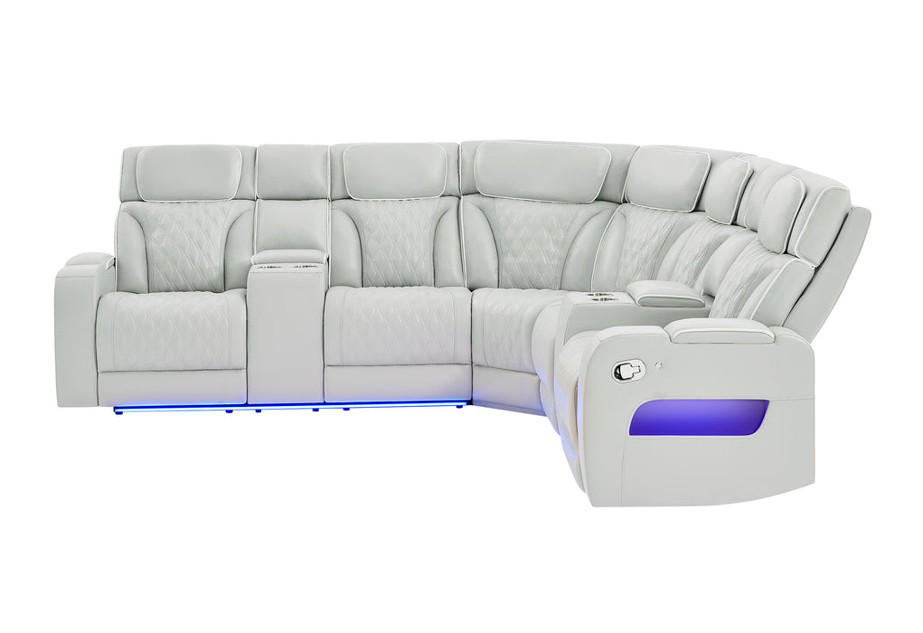 U8611 BLANCHE SILVER SECTIONAL WITH LED - Home Furniture And More (Brentwood, MD)