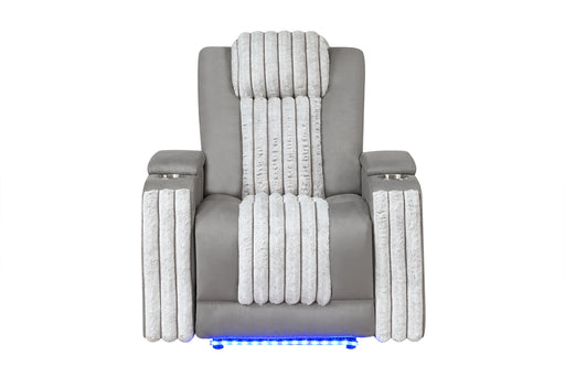 U8000 GREY POWER RECLINER W/ POWER HEADREST & LED LIGHT - Home Furniture And More (Brentwood, MD)
