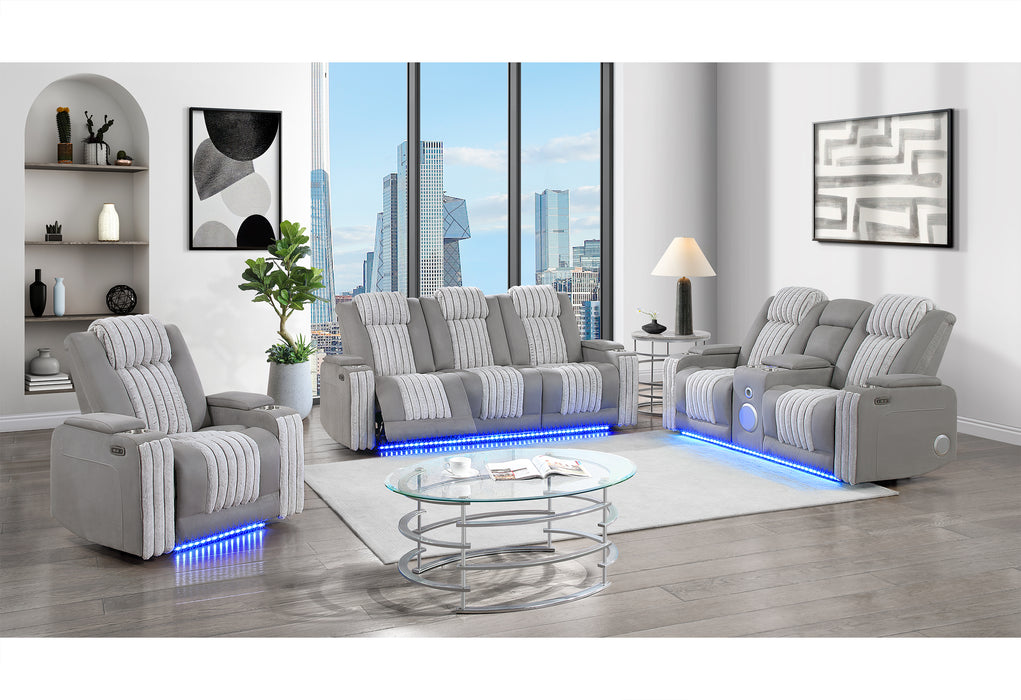 U8000 GREY PWR REC SOFA/PWR CON REC LOVESEAT/PWR RECLINER W/PHR - Home Furniture And More (Brentwood, MD)
