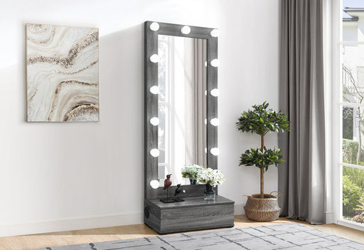 LEXI GREY TALL MIRROR WITH DRAWER AND SPEAKERS - Home Furniture And More (Brentwood, MD)