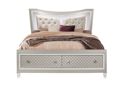 PARIS CHAMPAGNE KING BED WITH LED, DRESSER, MIRROR, NIGHTSTAND - Home Furniture And More (Brentwood, MD)