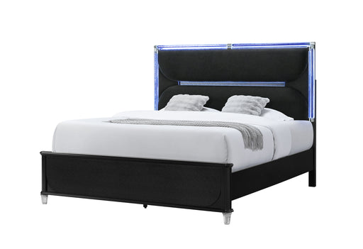 LANDO BLACK KING BED WITH CONTINUOUS LED - Home Furniture And More (Brentwood, MD)