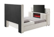 SERENITY CREMA QUEEN BED WITH SPEAKER, TV LIFT AND FIREPLACE - Home Furniture And More (Brentwood, MD)