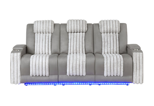 U8000 GREY PWR REC SOFA W/PHR, DDT, READING LIGHT & LED LIGHT - Home Furniture And More (Brentwood, MD)