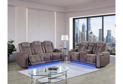 U8000 BROWN PWR REC SOFA/PWR CONSOLE REC LOVESEAT W/PHR - Home Furniture And More (Brentwood, MD)