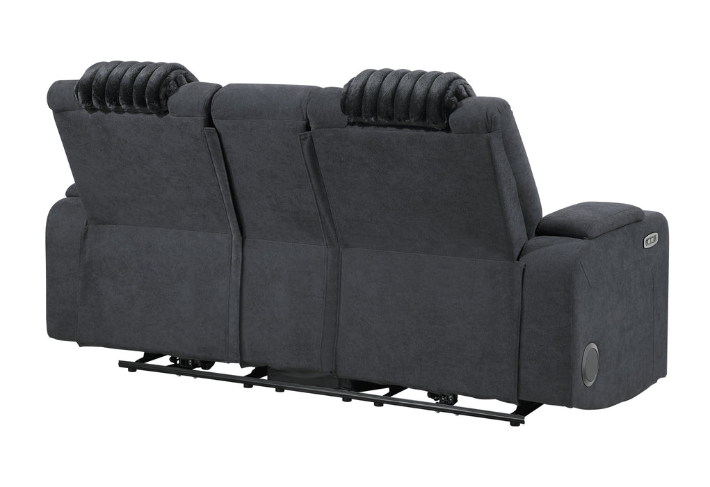 U8000 BLACK PWR CONSOLE REC LOVESEAT W/PHR, LED AND SPEAKER - Home Furniture And More (Brentwood, MD)