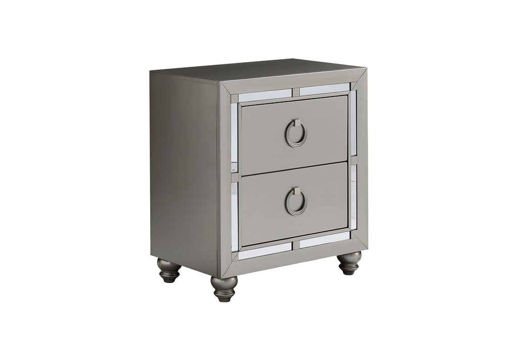 RILEY SILVER NIGHTSTAND - Home Furniture And More (Brentwood, MD)