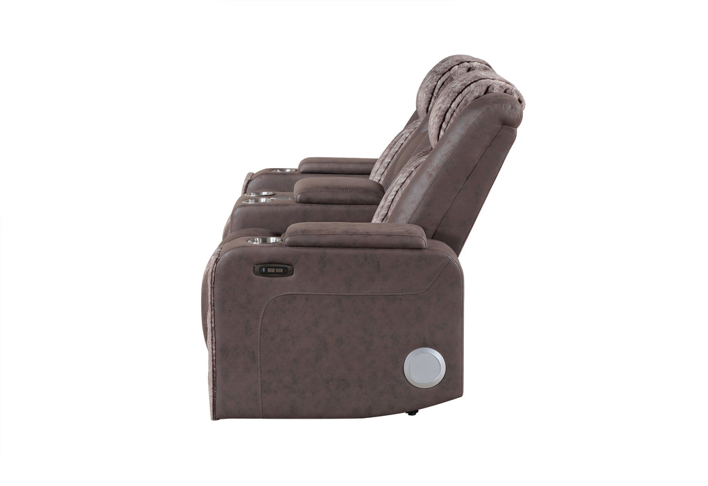 U8000 BROWN PWR CONSOLE REC LOVESEAT W/PHR, LED AND SPEAKER - Home Furniture And More (Brentwood, MD)