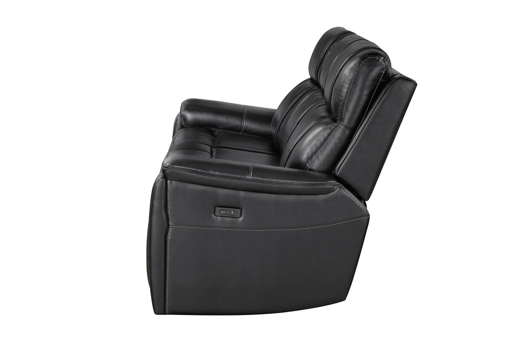 U8880 BLACK LEATHER POWER RECLINING SOFA - Home Furniture And More (Brentwood, MD)